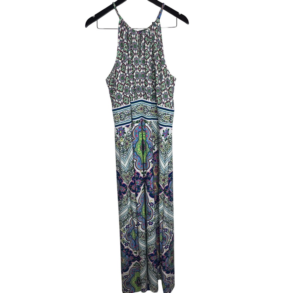 London Style Collection Paisley Halter Maxi Dress Women 18 Boho Resort Beach